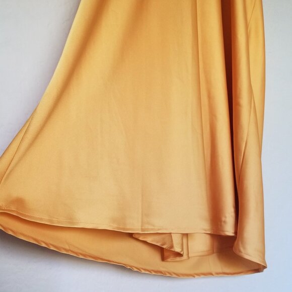 Abercrombie & Fitch Ruched Satin Slip Midi Dress XLP Marigold Dark Yellow $120 - Picture 9 of 16